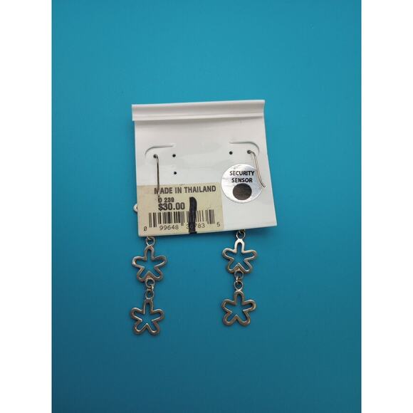 Marsala Sterling Silver .925 Dangle Earrings Flower - Picture 3 of 6